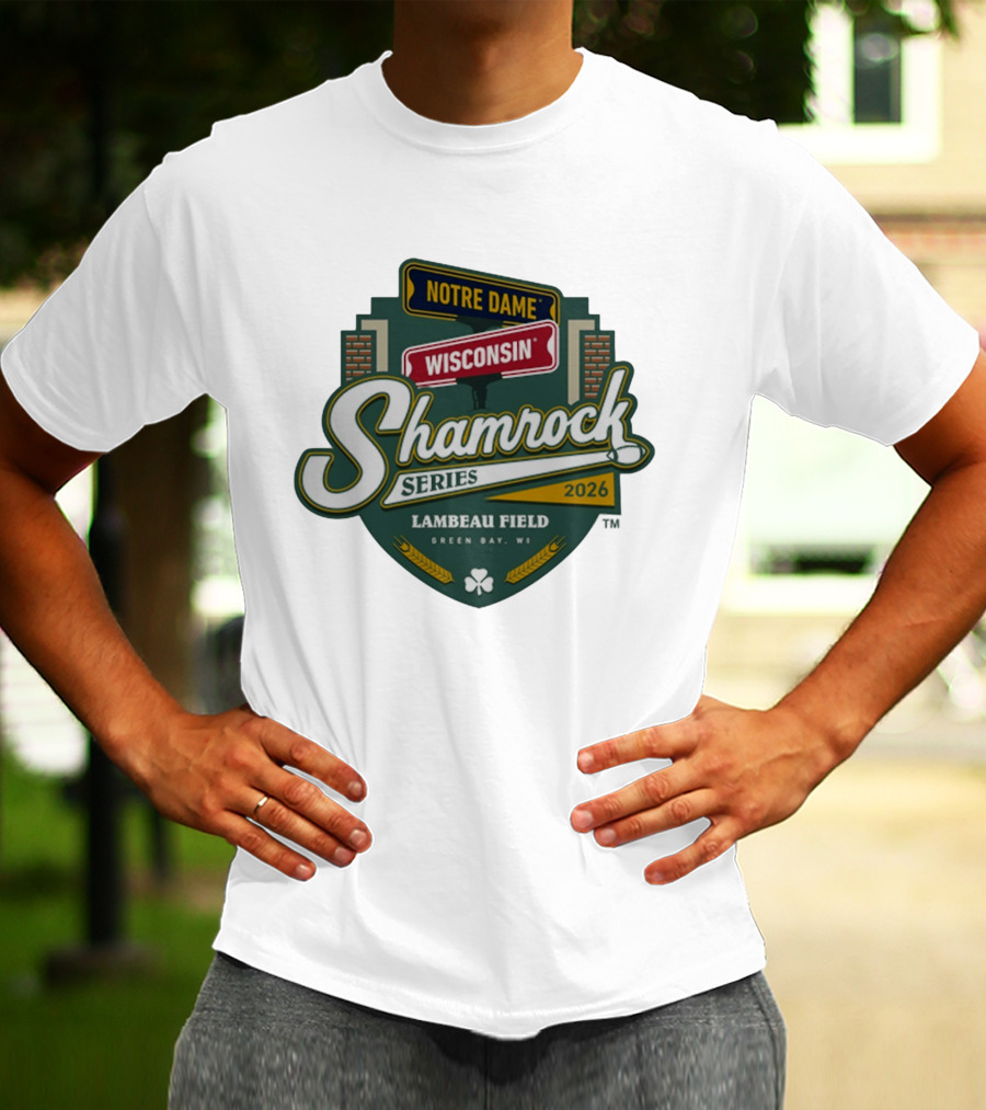 Notre Dame Wisconsin Shamrock Series 2026 Lambeau Field Green Bay WI T-Shirt