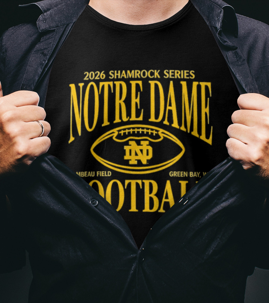 Notre Dame 2026 Shamrock Series Lambeau Field Green Bay WI Football T-Shirt