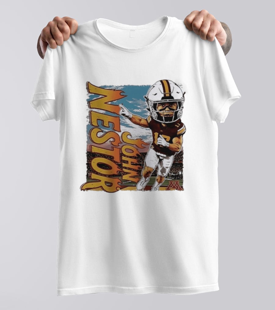 John Nestor Minnesota Golden Gophers Football Player Caricature 17 Football Helmet Minnesota T-Shirt