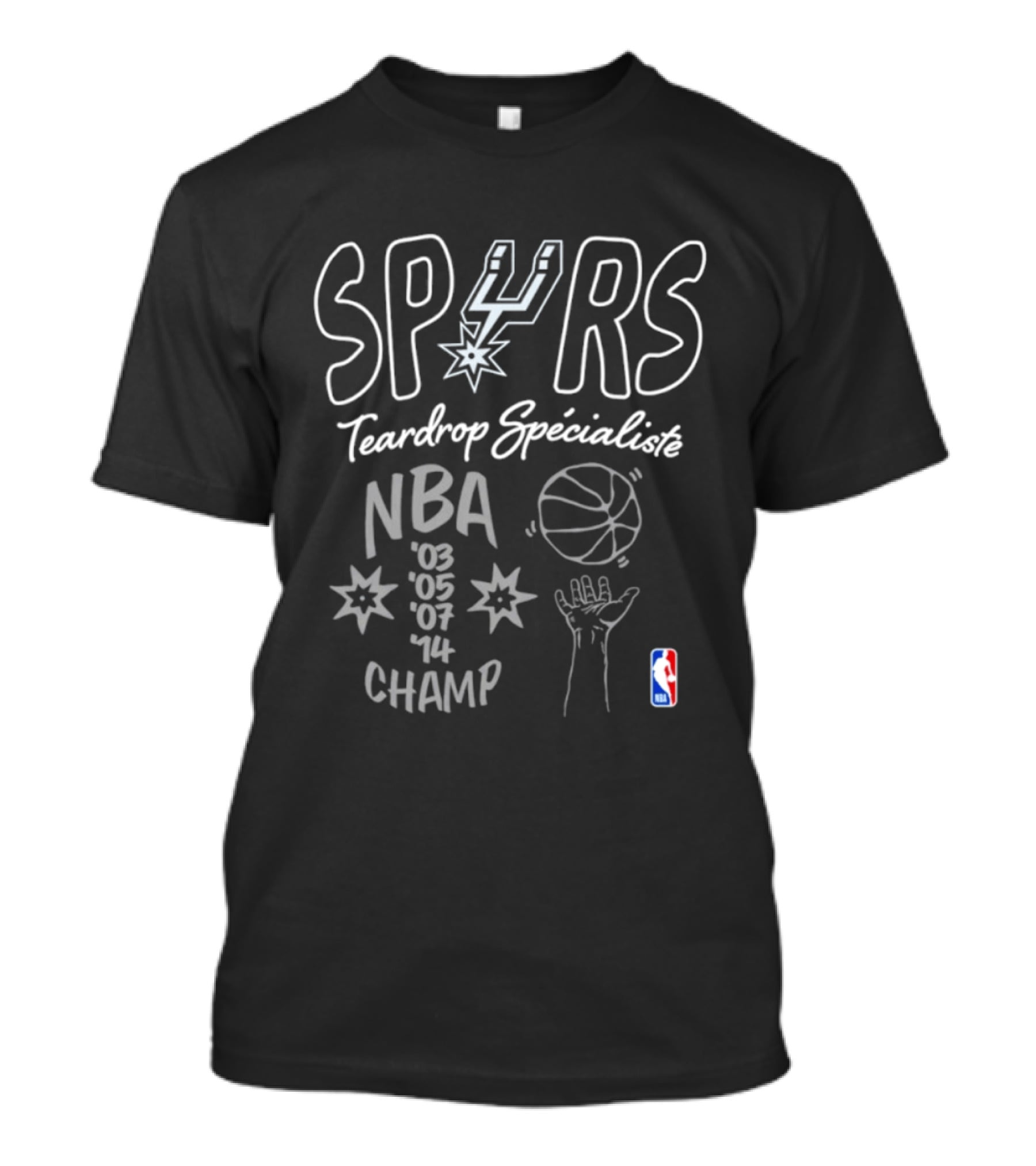 San Antonio Spurs Teardrop Specialist NBA 03 05 07 14 Champ T-Shirt