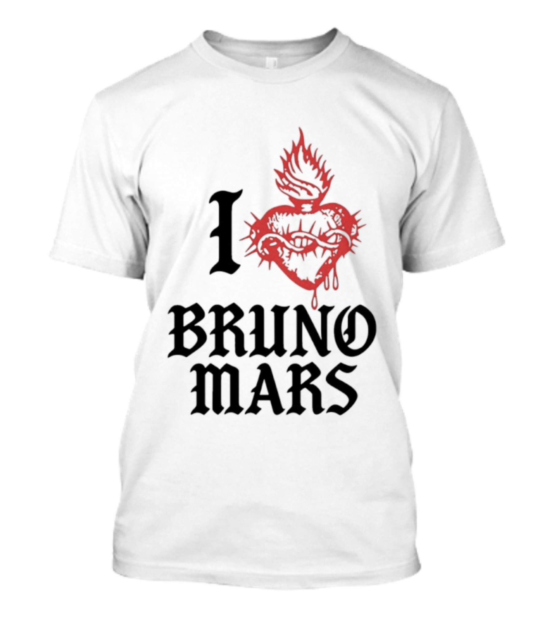 I Heart Bruno Mars Romantic Tour Flame Heart T-Shirt
