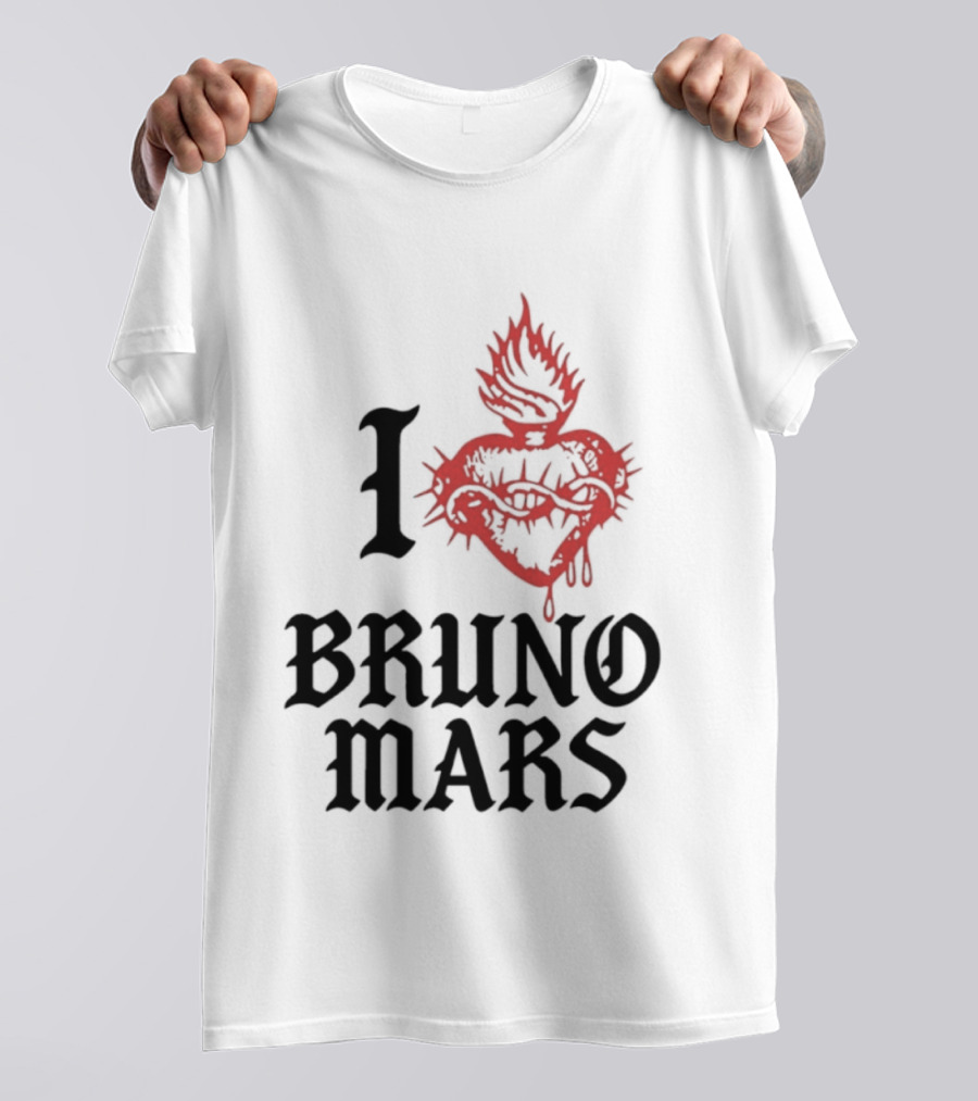 I Heart Bruno Mars Romantic Tour Flame Heart T-Shirt