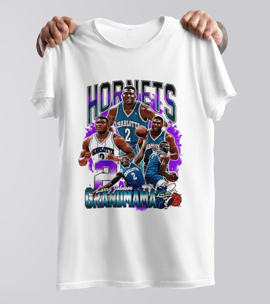Charlotte Hornets Larry Johnson Basketball Grandmama 2 T-Shirt