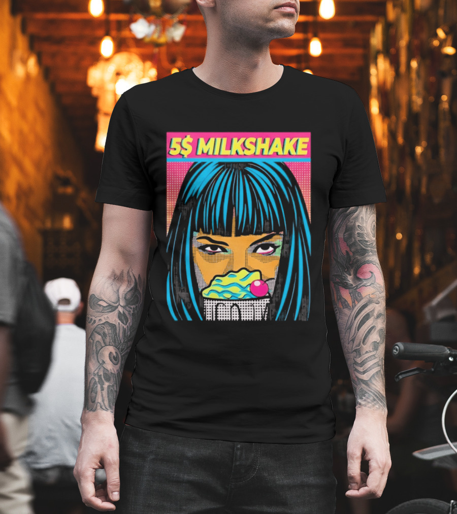 5 Dollar Milkshake Pulp Fiction 5$ Milkshake Retro Comic T-Shirt