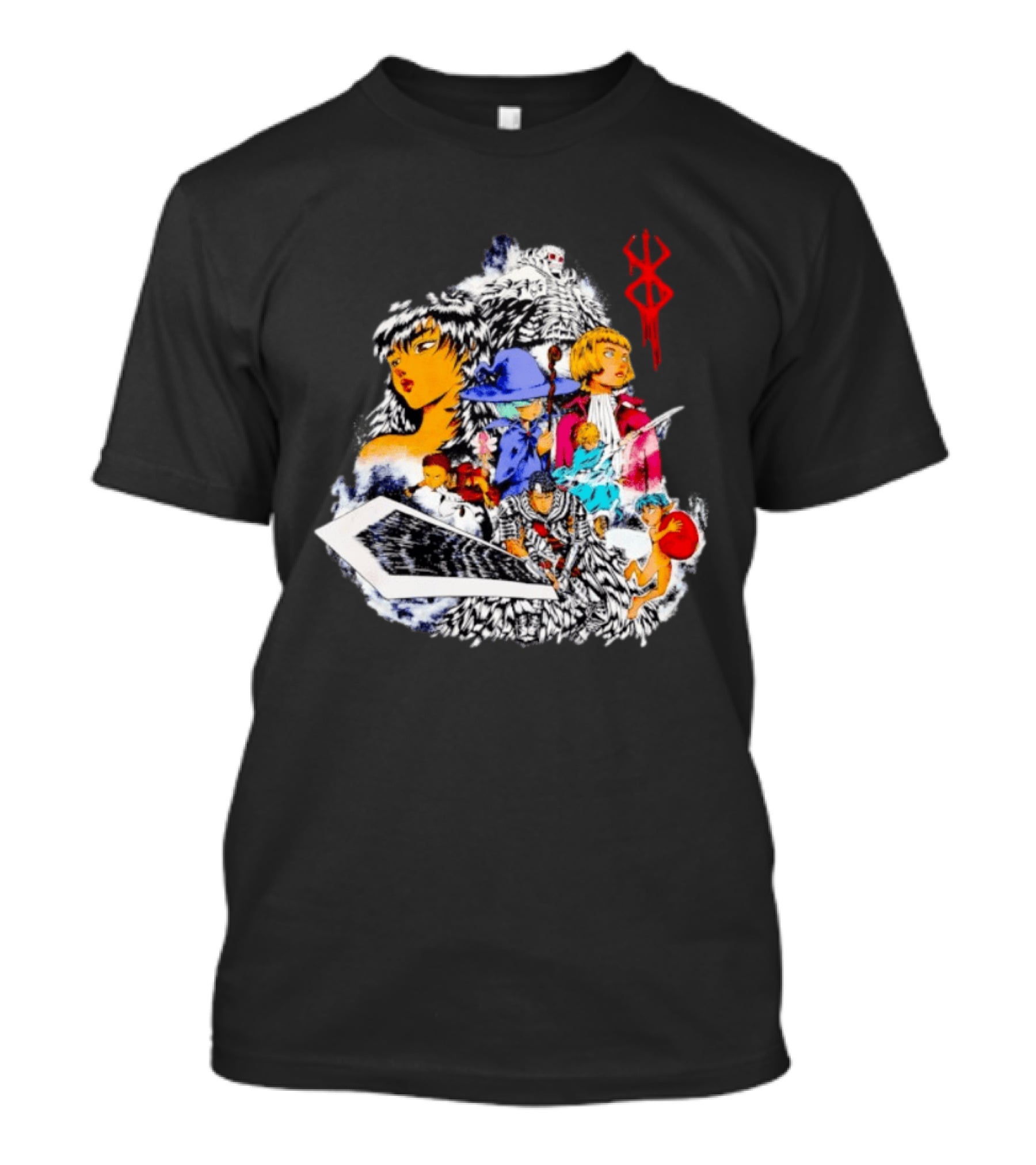 Berserk Guts Griffith Casca Schierke Puck Isidro Farnese Iconic Manga Characters T-Shirt