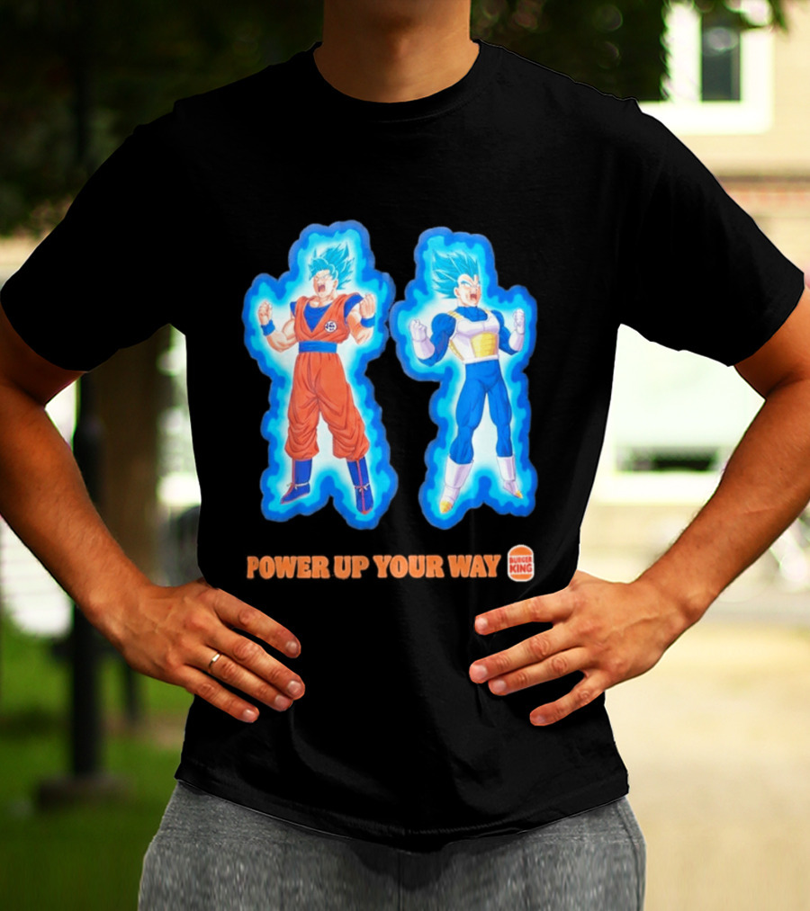 Burger King Dragon Ball Super Power Up Your Way Collaboration Featuring Iconic Saiyan Characters T-Shirt