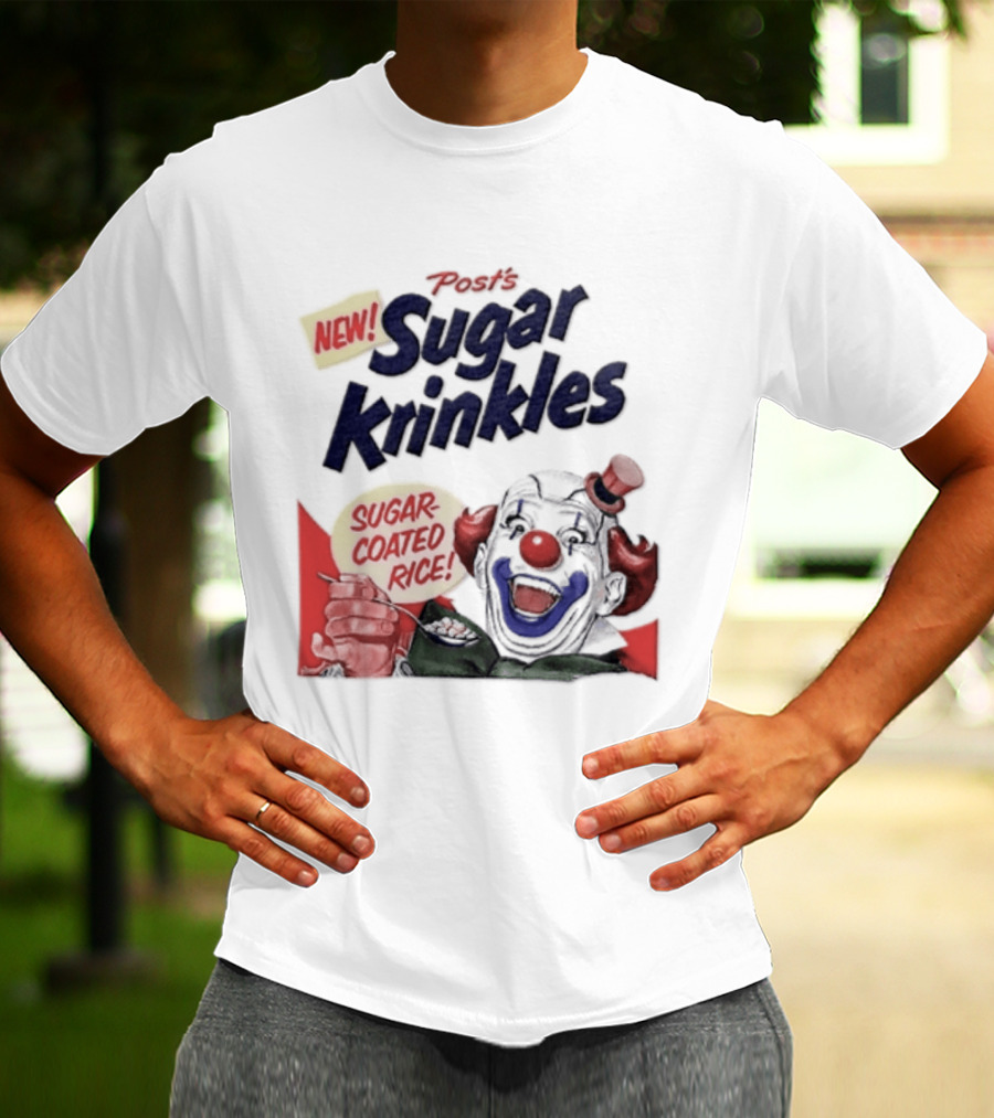 Post's New Sugar Krinkles Sugar Coated Rice Clown Cereal T-Shirt