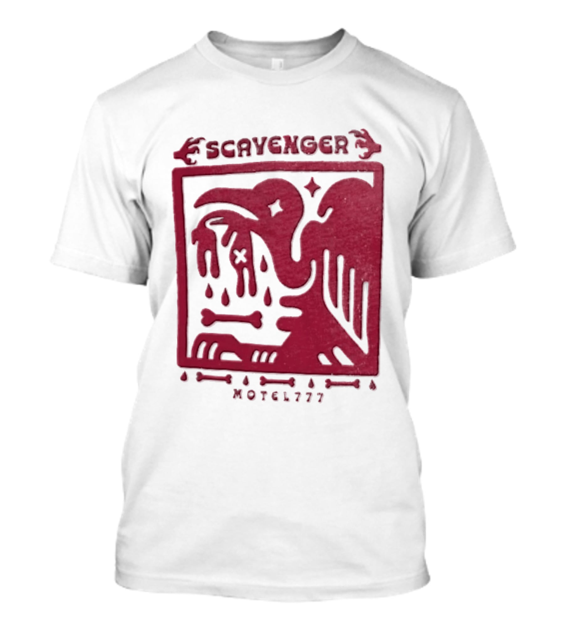 Scavenger Motel 777 Bird Design With Bones And Droplets T-Shirt
