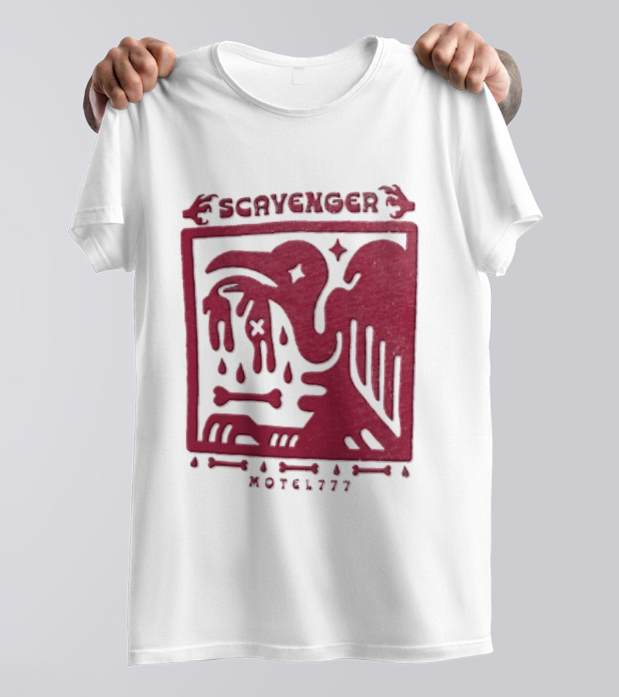 Scavenger Motel 777 Bird Design With Bones And Droplets T-Shirt
