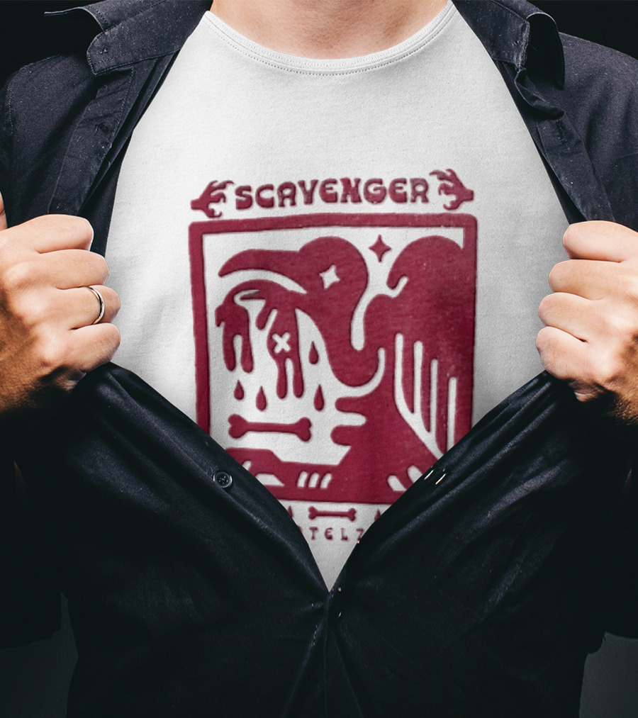 Scavenger Motel 777 Bird Design With Bones And Droplets T-Shirt