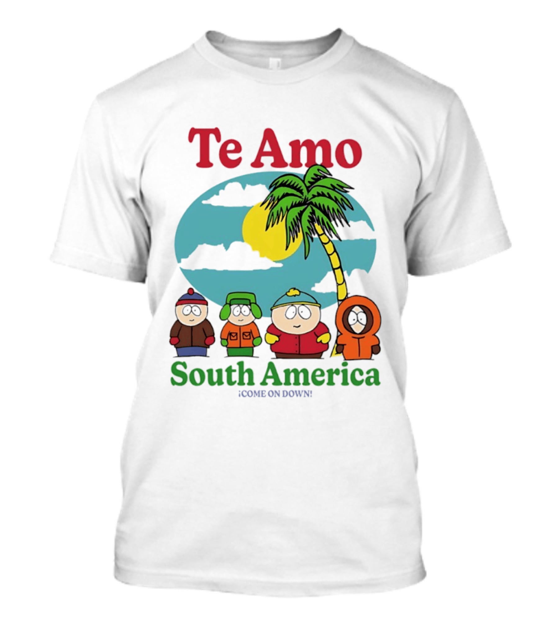 Te Amo South America South Park Characters Under Palm Tree T-Shirt