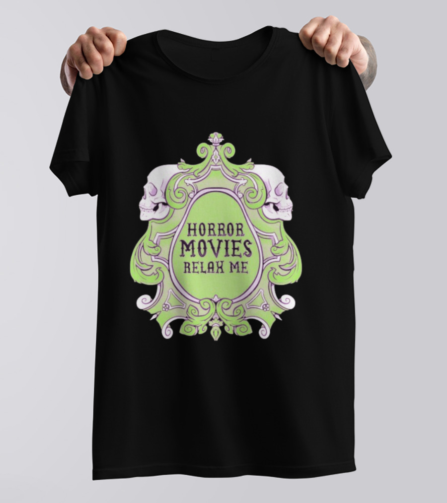 Horror Movies Relax Me Spooky Aesthetic Skulls Gothic Frame T-Shirt