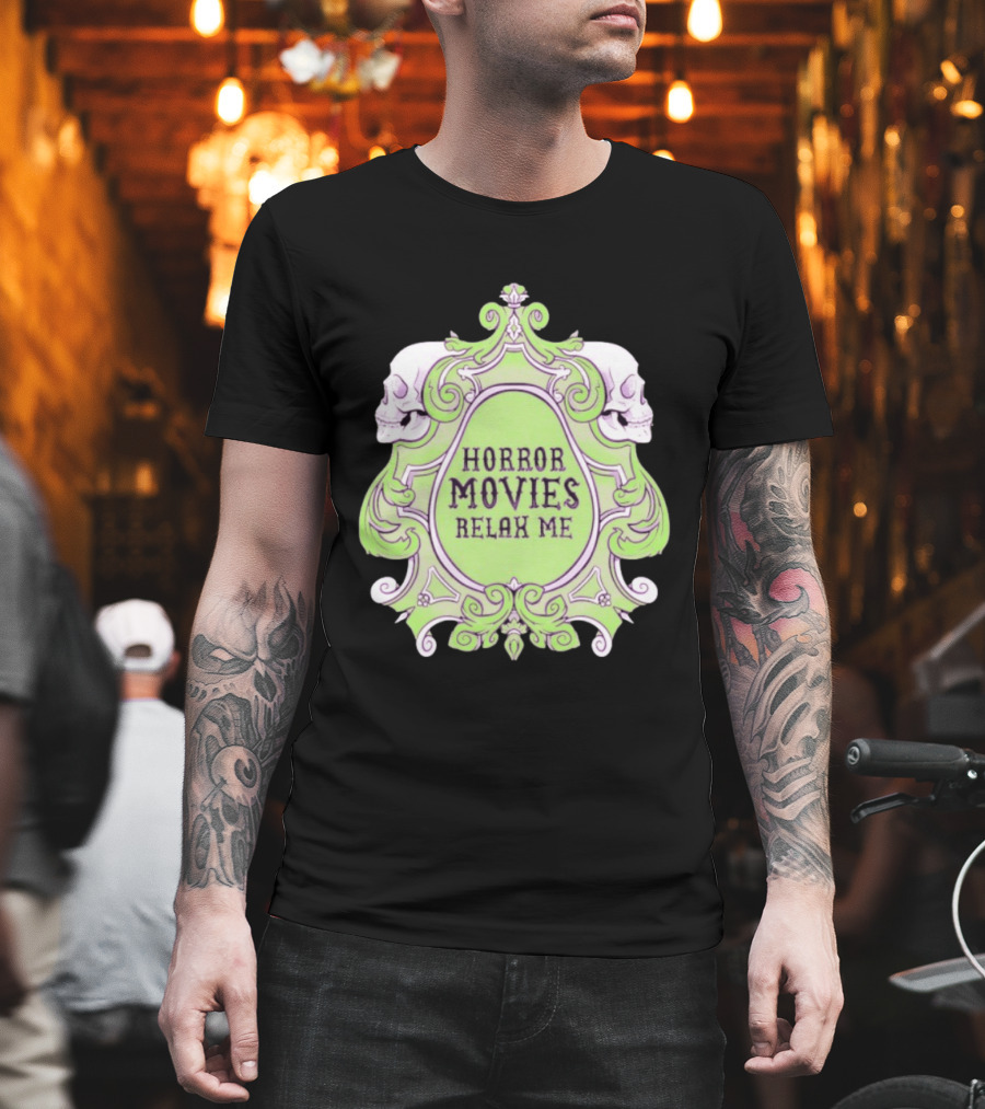 Horror Movies Relax Me Spooky Aesthetic Skulls Gothic Frame T-Shirt