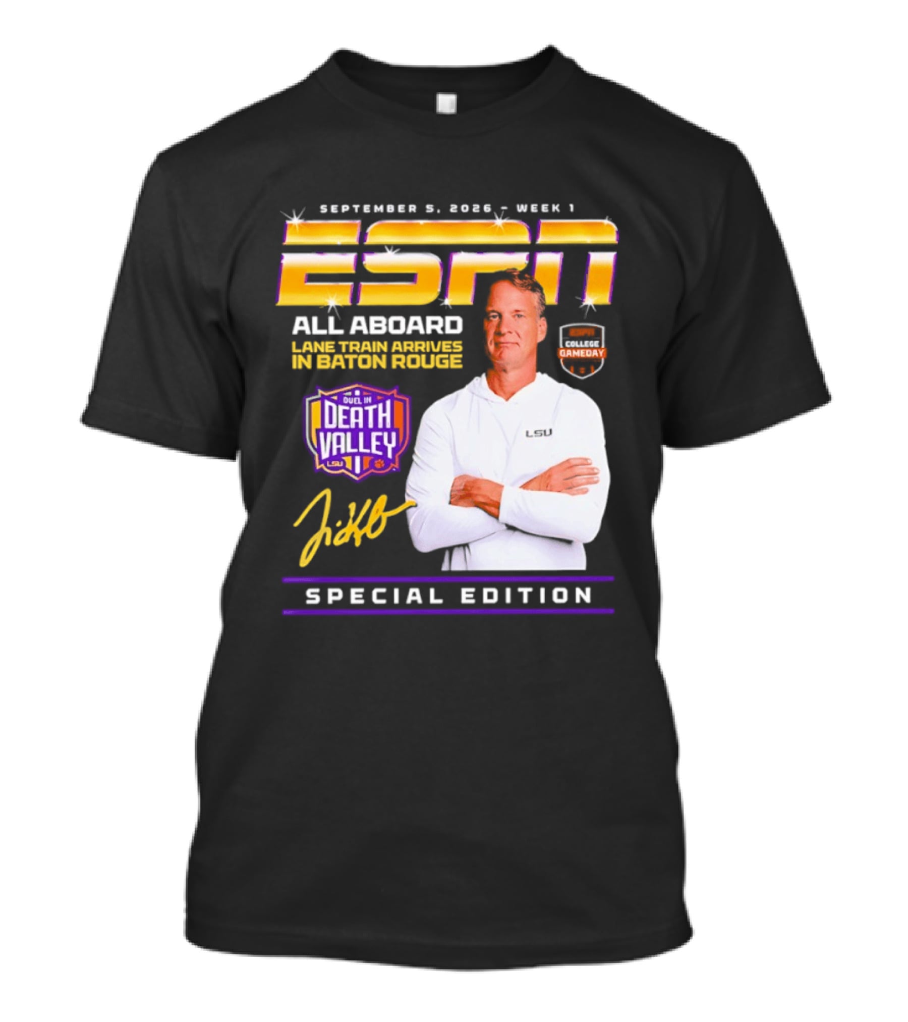 ESPN Special Edition September 5 2026 Week 1 All Aboard Tigers Express Death Valley Gameday T-Shirt