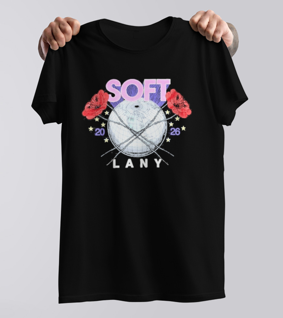 LANY Soft World Tour 2026 Glowing Globe And Red Roses T-Shirt