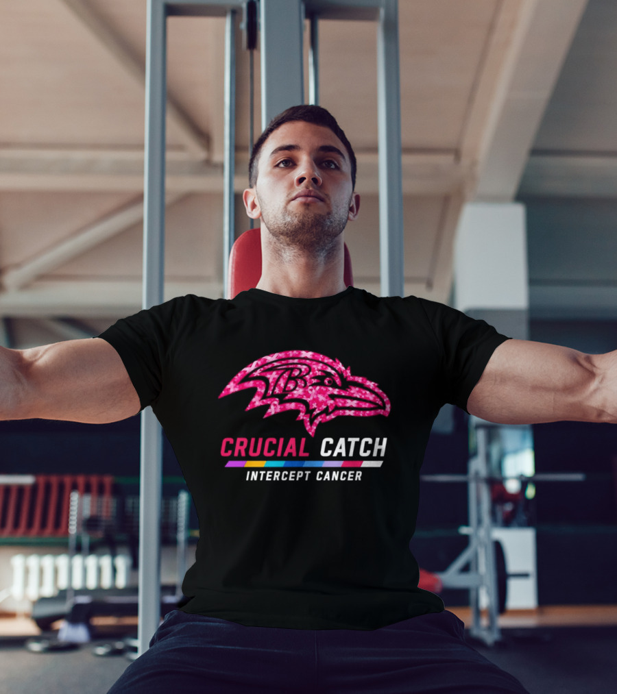 Baltimore Ravens Crucial Catch Intercept Cancer 2026 Pink Awareness Campaign T-Shirt