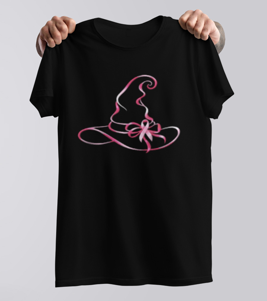 Breast Cancer Awareness Pink Ribbon Witch Hat T-Shirt