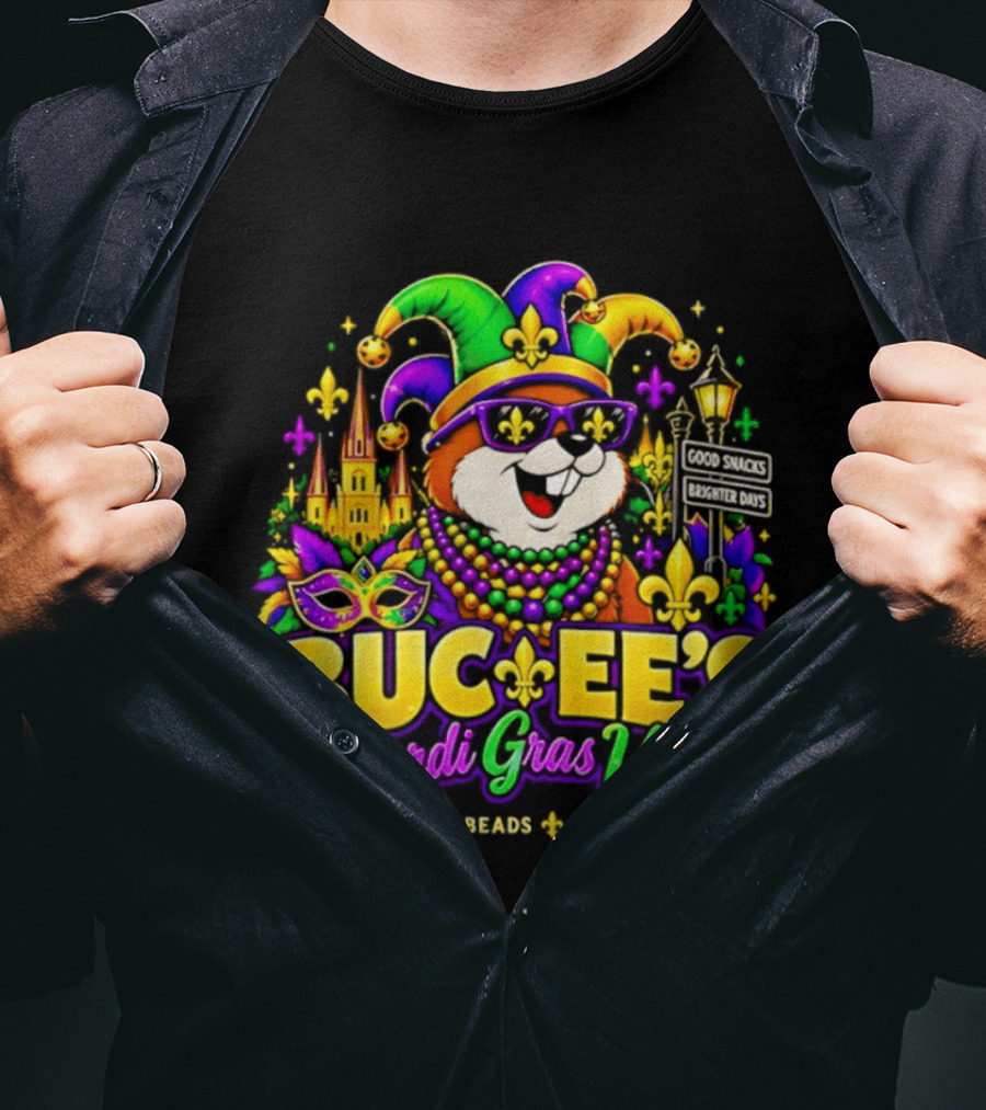 Buc Ee's Mardi Gras Vibes Snacks Beads Good Times T-Shirt