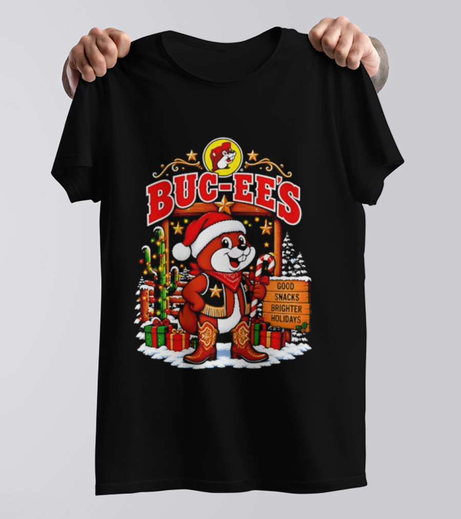 Buc Ee's Sleighs The Holidays Good Snacks Brighter Days Christmas T-Shirt