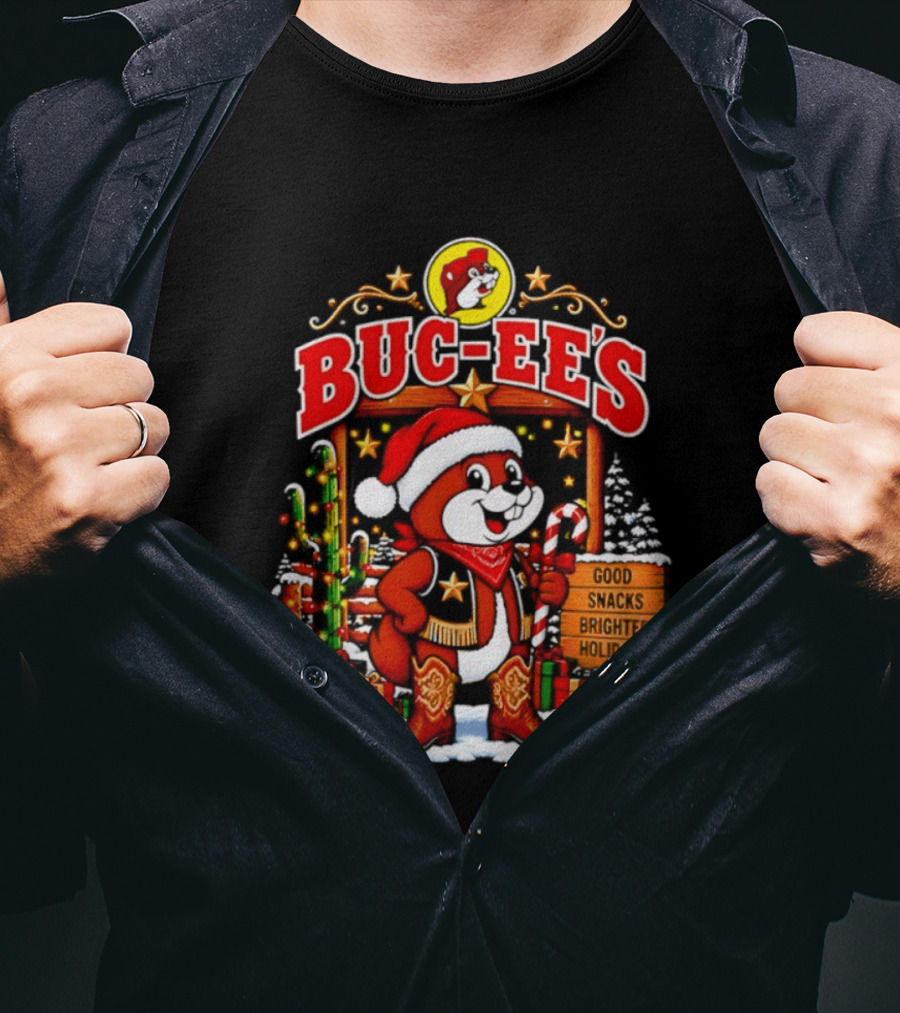 Buc Ee's Sleighs The Holidays Good Snacks Brighter Days Christmas T-Shirt