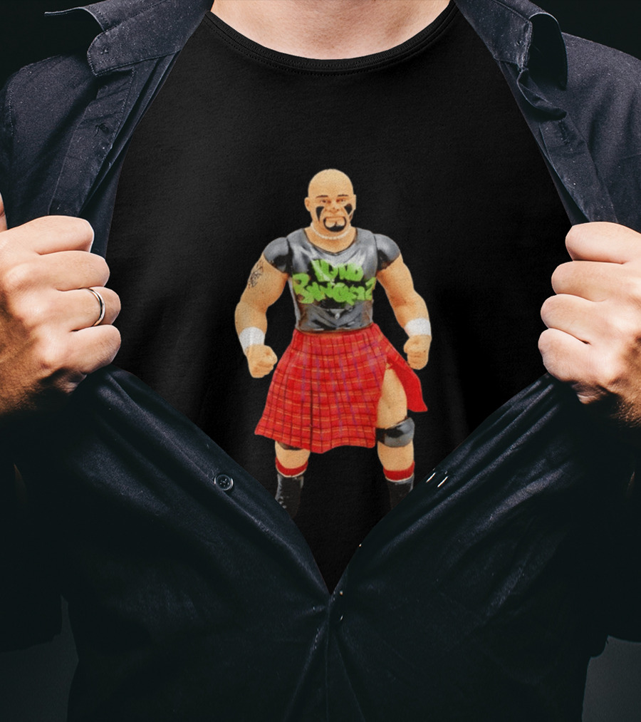 Loud Knockers Wrestling Figure In Red Plaid Skirt T-Shirt
