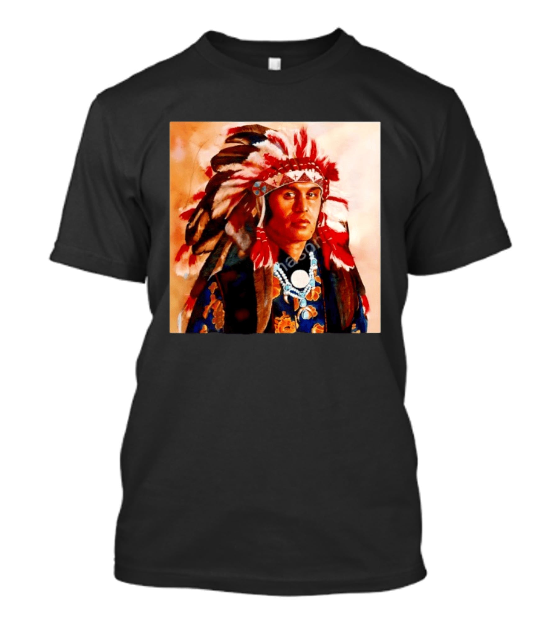 Chief Kirk Native American Indigenous Headdress And Traditional Attire T-Shirt