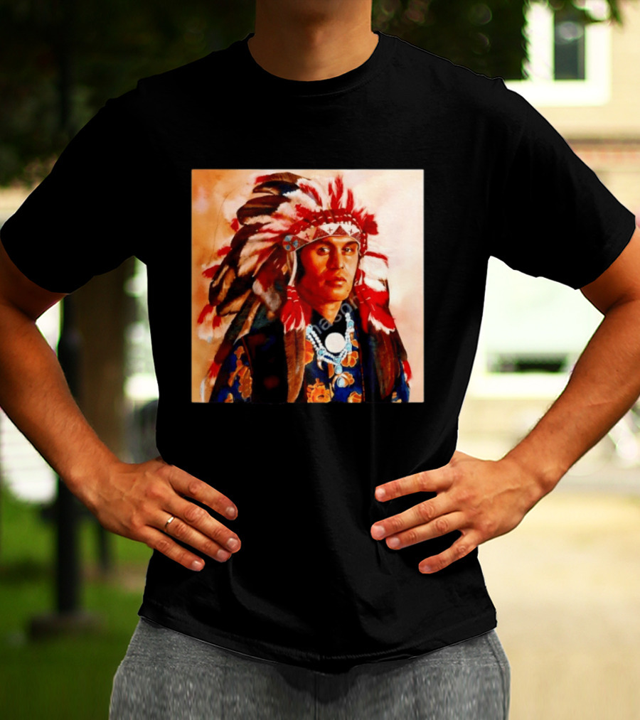 Chief Kirk Native American Indigenous Headdress And Traditional Attire T-Shirt