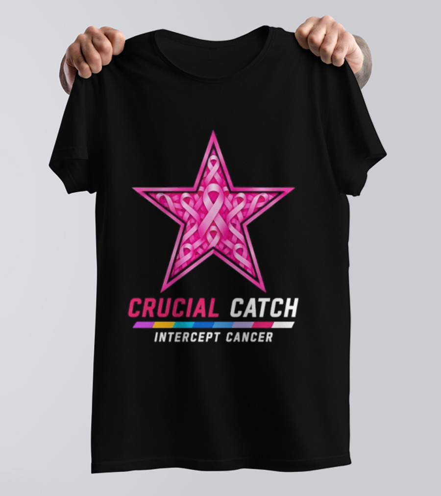 Dallas Cowboys 2026 Crucial Catch Intercept Cancer Pink Ribbon Star T-Shirt