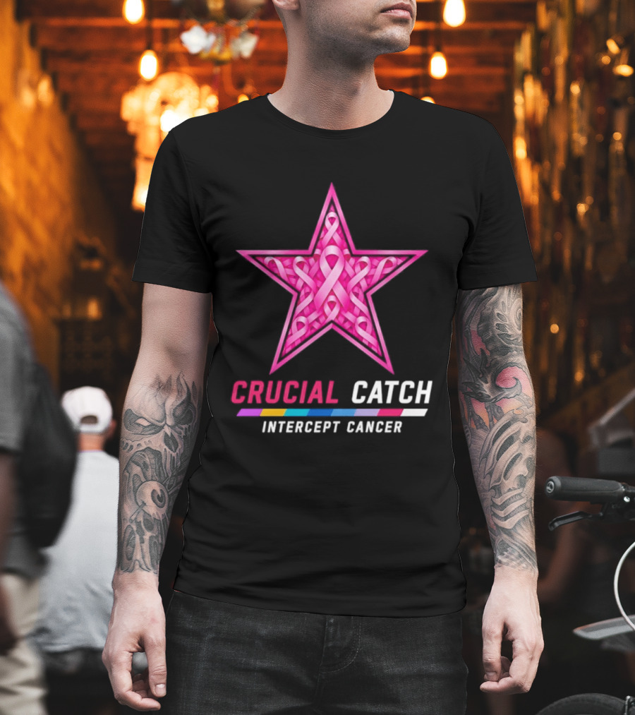 Dallas Cowboys 2026 Crucial Catch Intercept Cancer Pink Ribbon Star T-Shirt