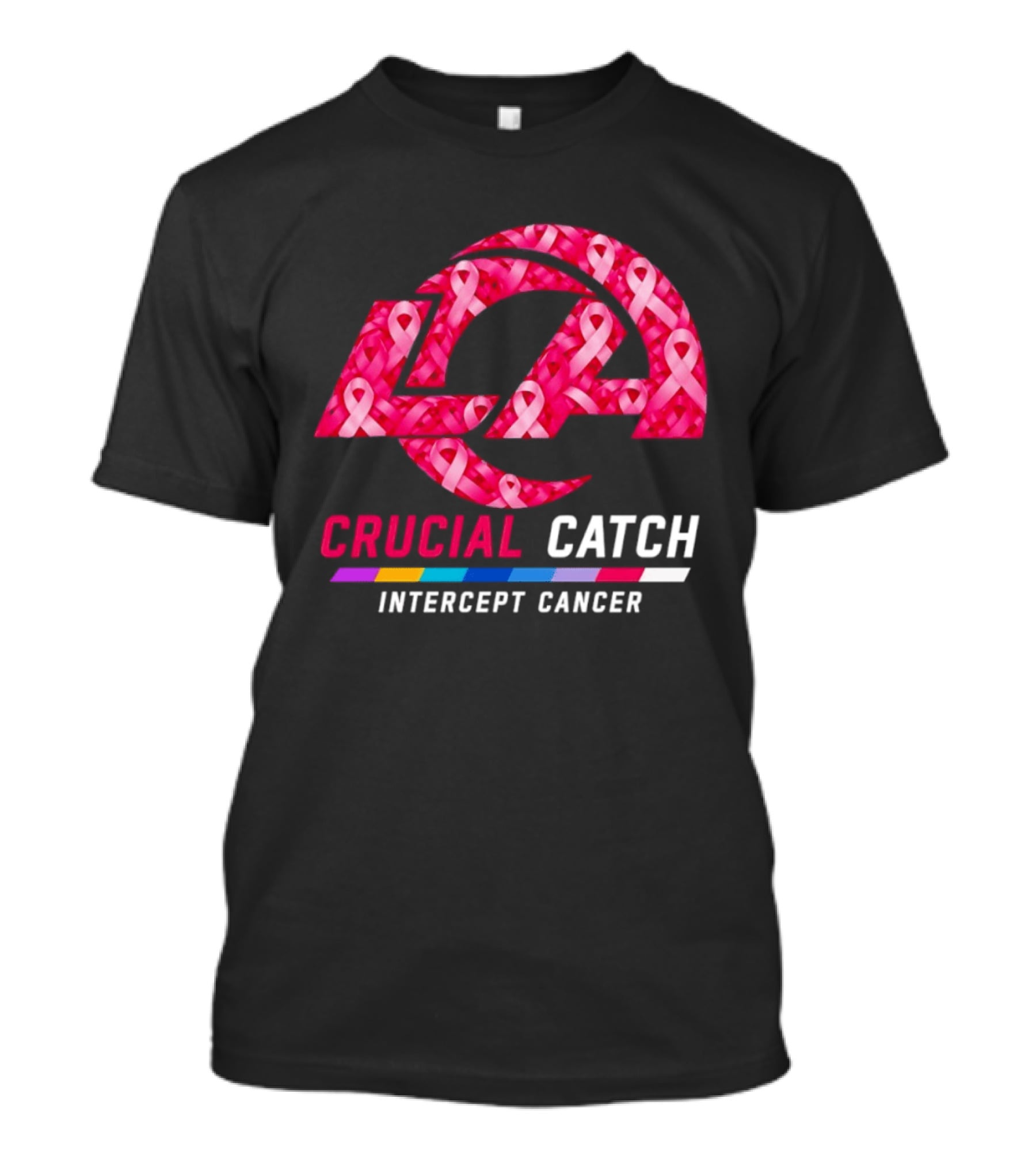 Los Angeles Rams Crucial Catch Intercept Cancer Pink Ribbon Awareness 2026 T-Shirt