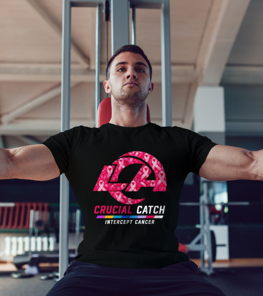 Los Angeles Rams Crucial Catch Intercept Cancer Pink Ribbon Awareness 2026 T-Shirt