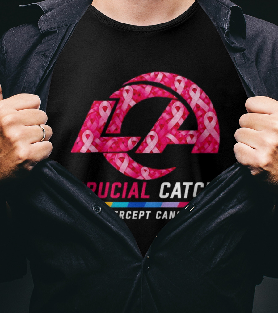 Los Angeles Rams Crucial Catch Intercept Cancer Pink Ribbon Awareness 2026 T-Shirt