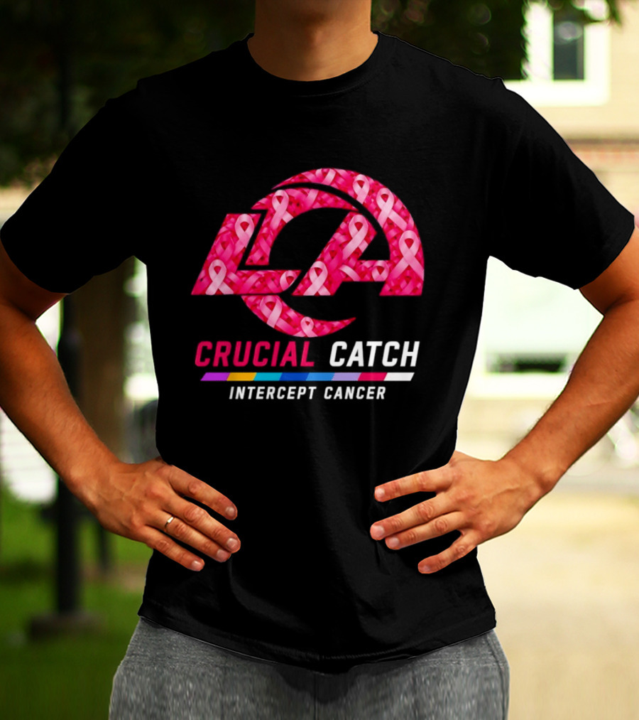 Los Angeles Rams Crucial Catch Intercept Cancer Pink Ribbon Awareness 2026 T-Shirt
