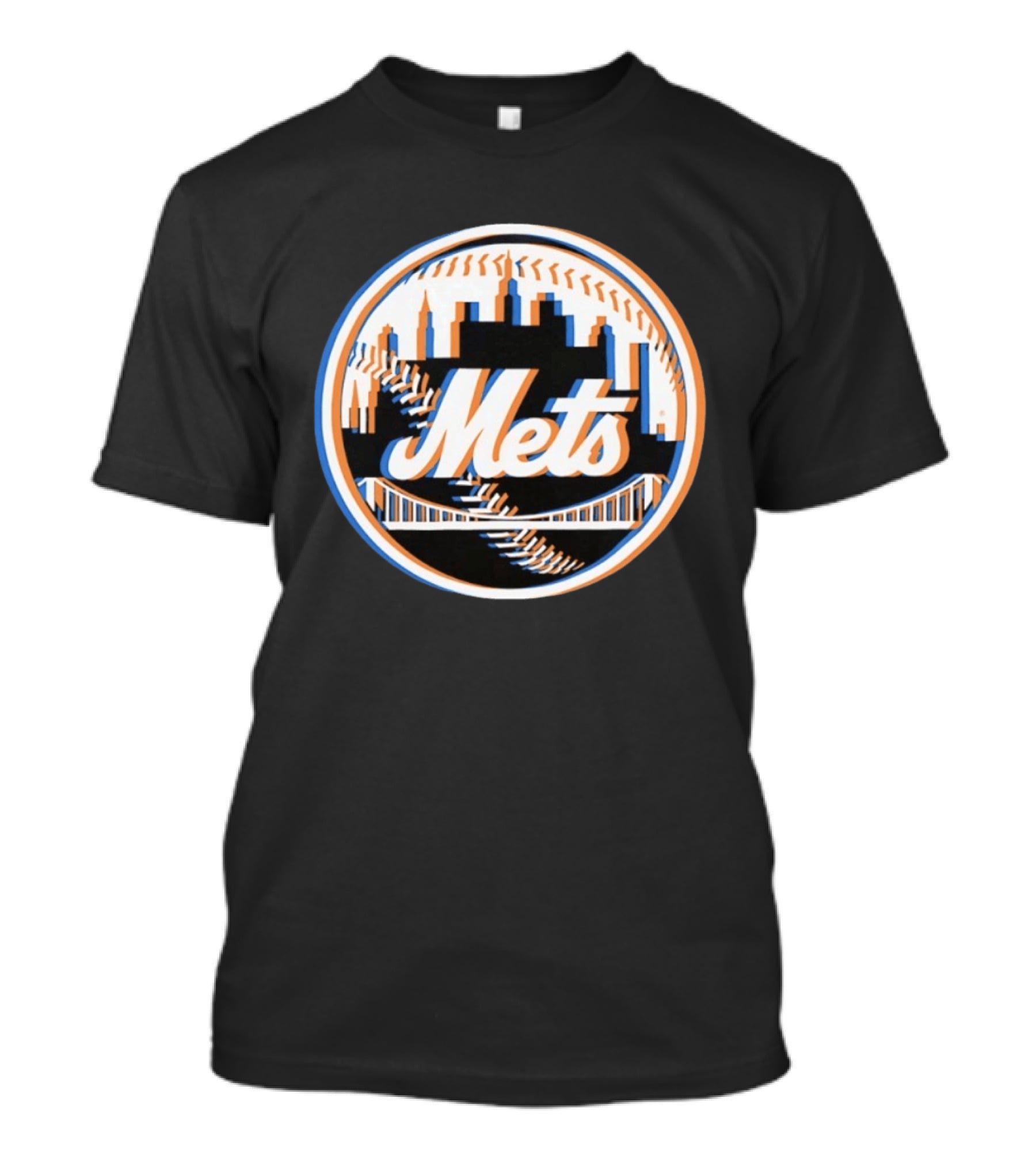 New York Mets Glitch 2026 MLB Season Skyline Bridge Baseball T-Shirt