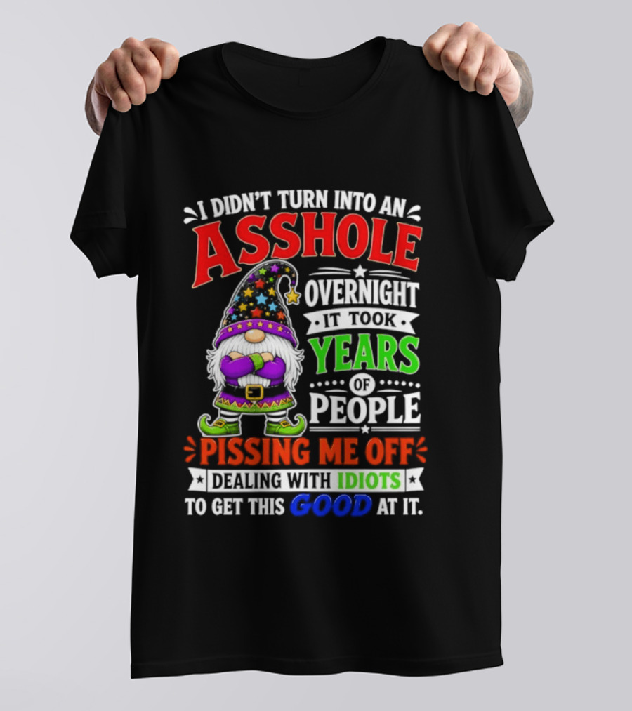 I Didn't Turn Into An Asshole Overnight It Took Years Of People Pissing Me Off Dealing With Idiots Gnome T-Shirt