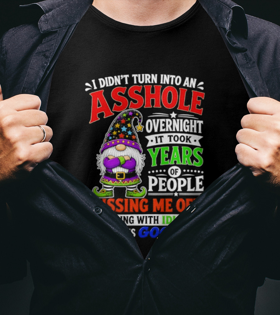 I Didn't Turn Into An Asshole Overnight It Took Years Of People Pissing Me Off Dealing With Idiots Gnome T-Shirt