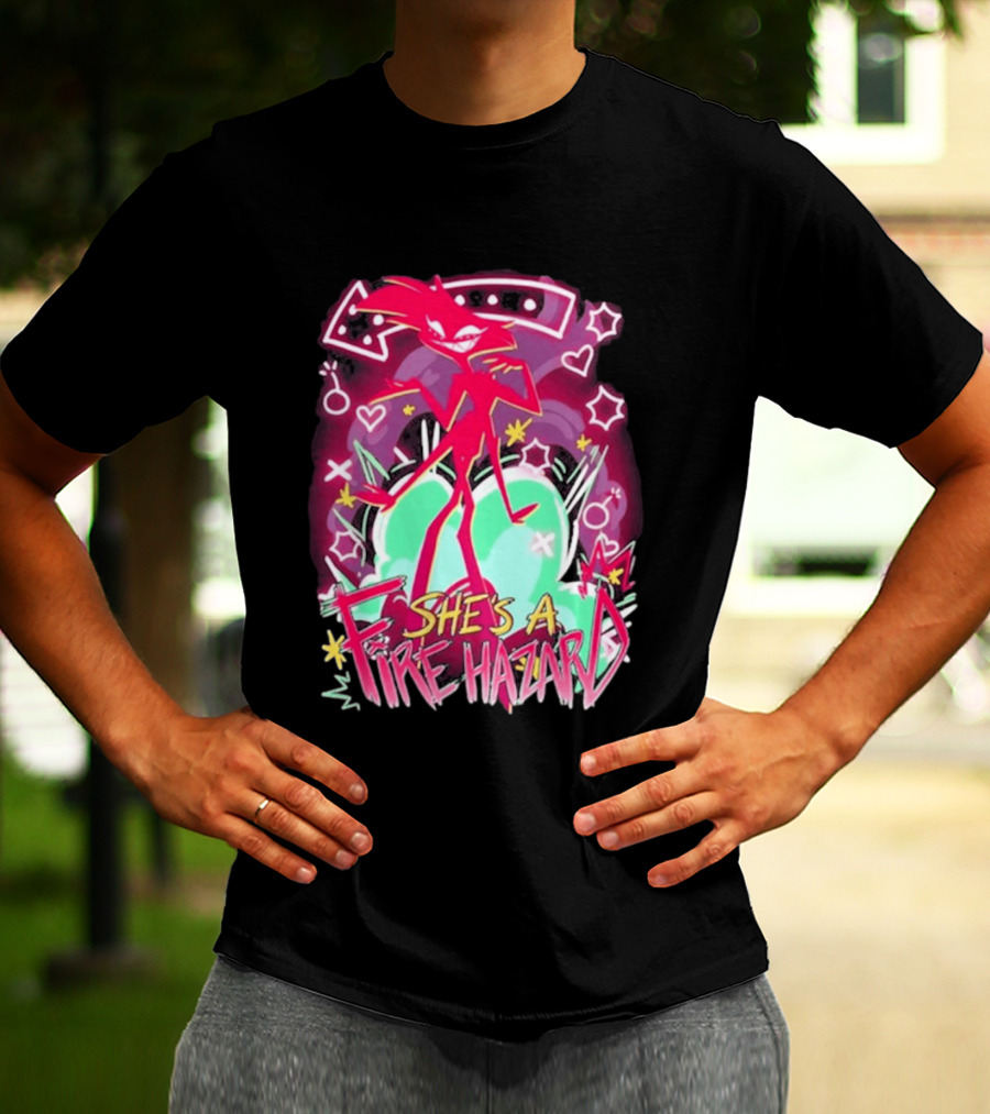 Hazbin Angel Dust She's A Fire Hazard T-Shirt