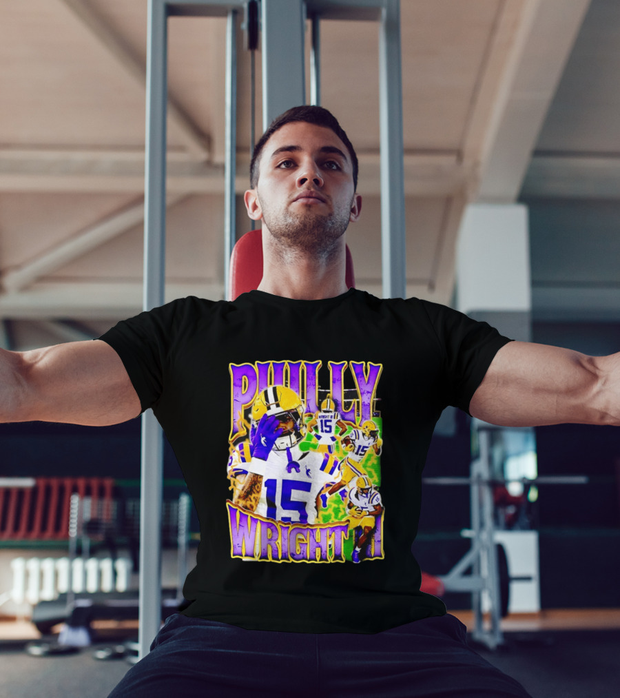 Philly Wright III LSU Tigers Football Number 15 Bayou NCAA Player T-Shirt