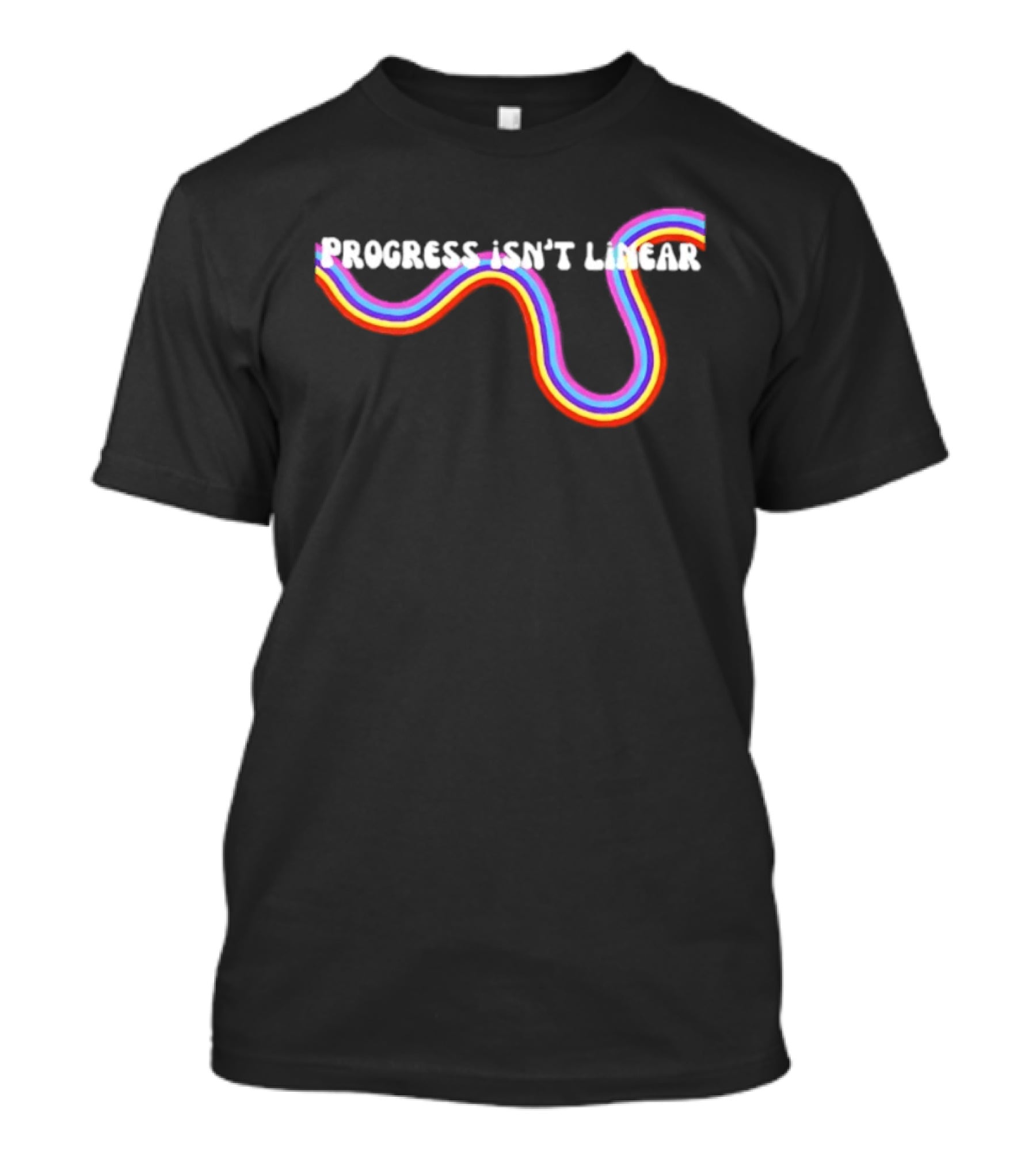 Progress Isn't Linear Rainbow Ribbon Curve T-Shirt