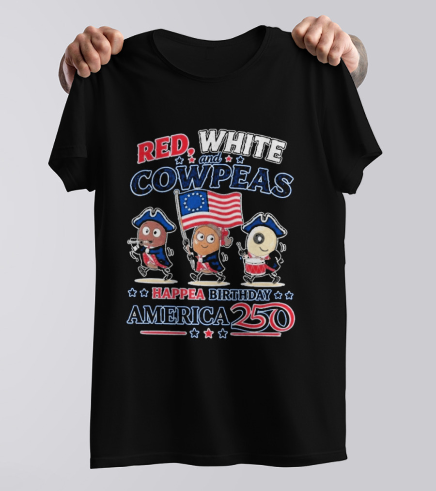 Happea Birthday America 250 Red White Cowpeas Patriots Celebration T-Shirt