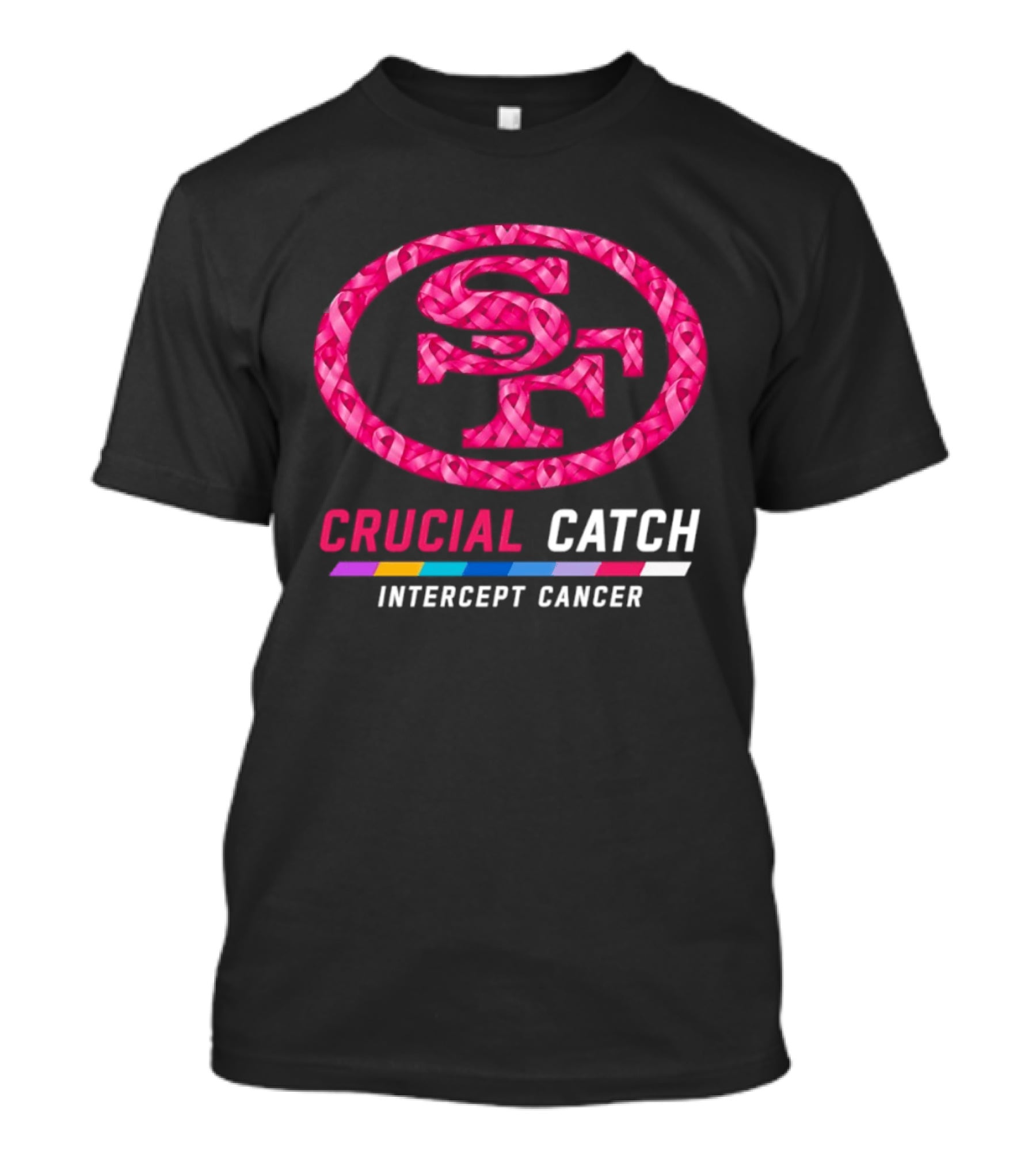 San Francisco 49ers 2026 Crucial Catch Intercept Cancer Pink Ribbon T-Shirt