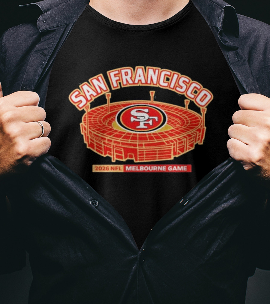 San Francisco 49ers 2026 NFL Melbourne Game Stadium T-Shirt