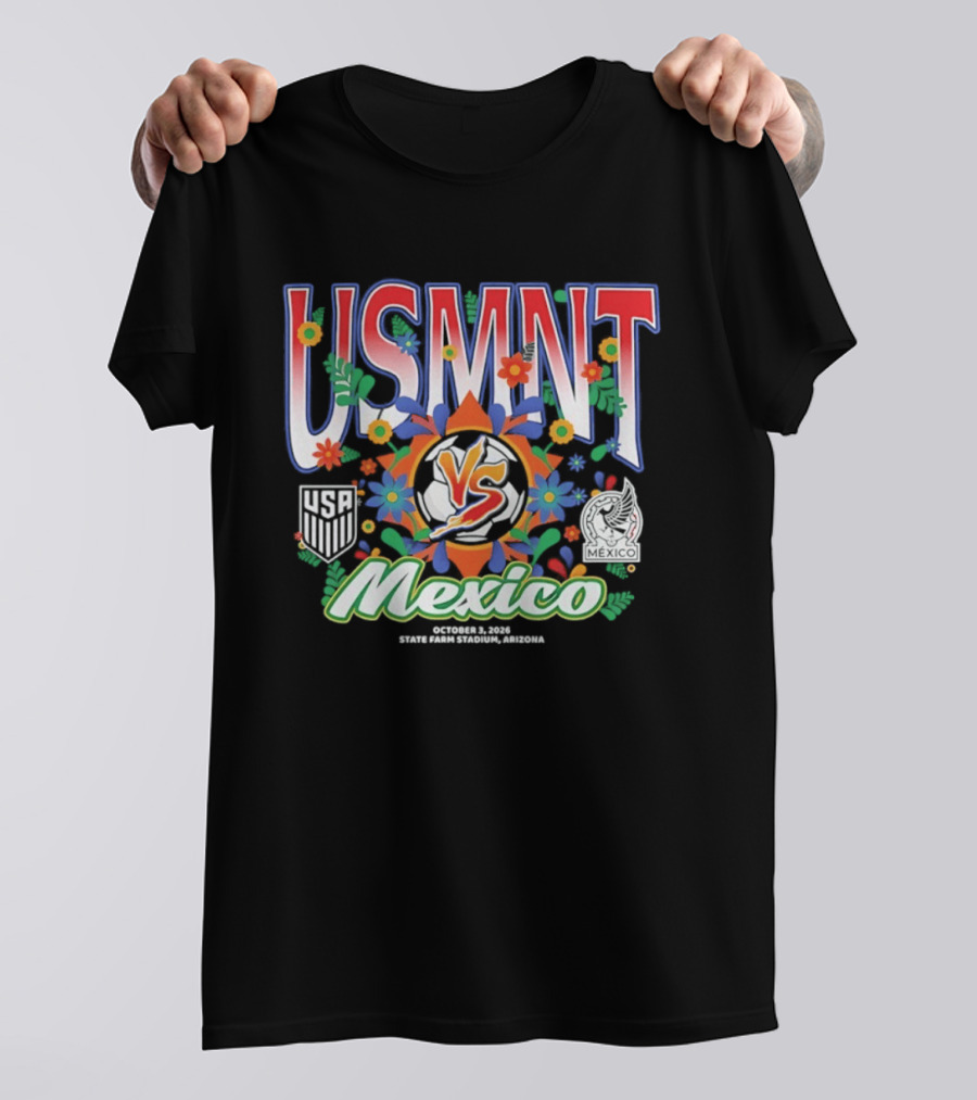 USMNT Vs Mexico 2026 Soccer Floral Celebration T-Shirt