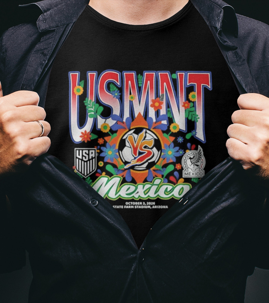 USMNT Vs Mexico 2026 Soccer Floral Celebration T-Shirt