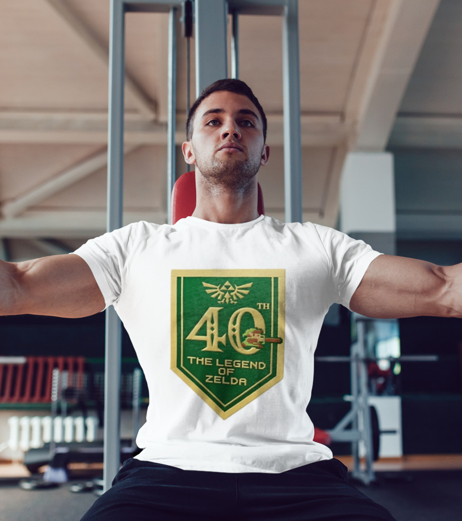 40th Anniversary The Legend Of Zelda With Link Pixel Art And Triforce T-Shirt