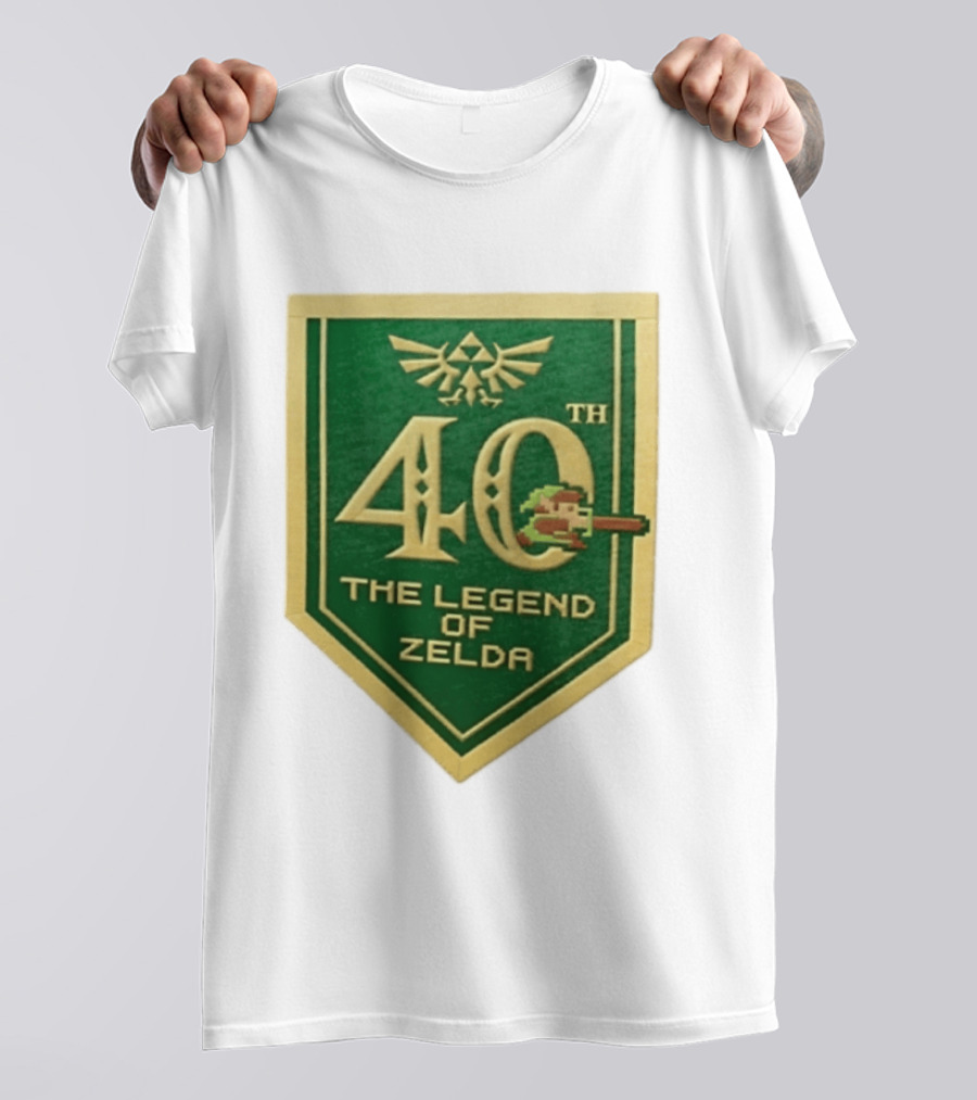 40th Anniversary The Legend Of Zelda With Link Pixel Art And Triforce T-Shirt