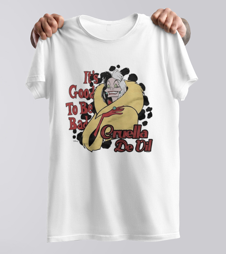 101 Dalmatians Cruella De Vil It's Good To Be Bad Retro Cartoon Villain T-Shirt