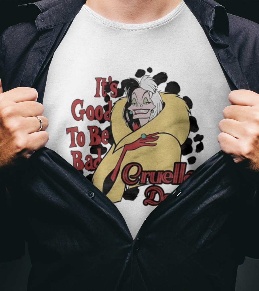 101 Dalmatians Cruella De Vil It's Good To Be Bad Retro Cartoon Villain T-Shirt