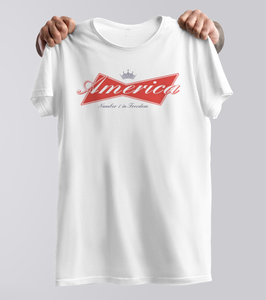America Number 1 In Freedom Crowned Red Script T-Shirt