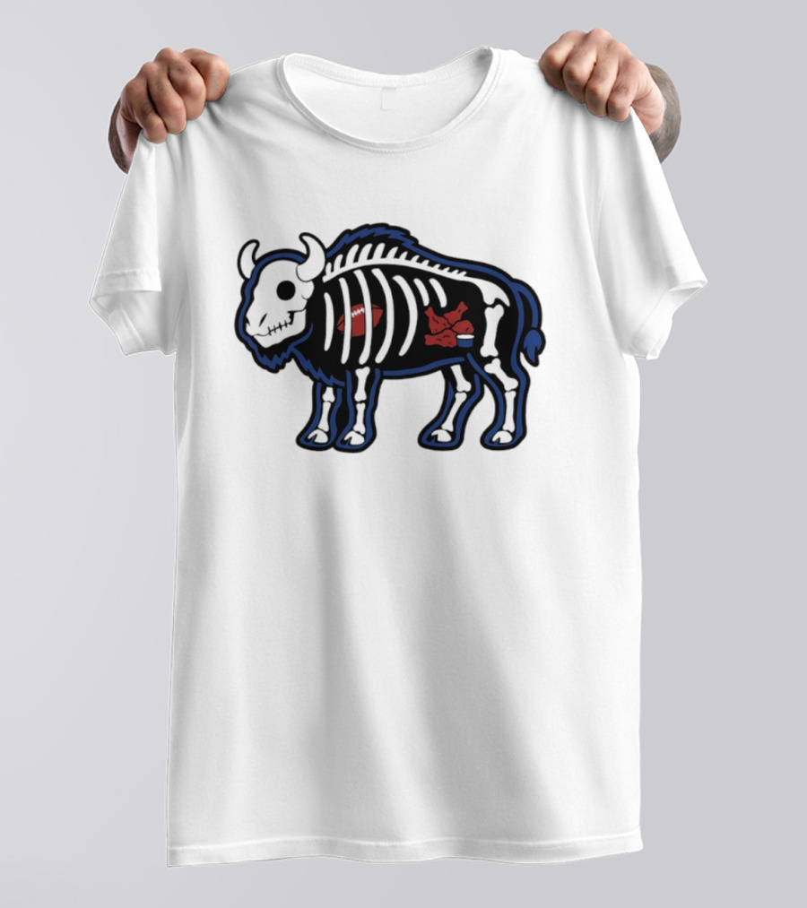 Buffalo Mafia Football X Ray Skeleton Drawing With Chicken Wings And Blue Cheese T-Shirt